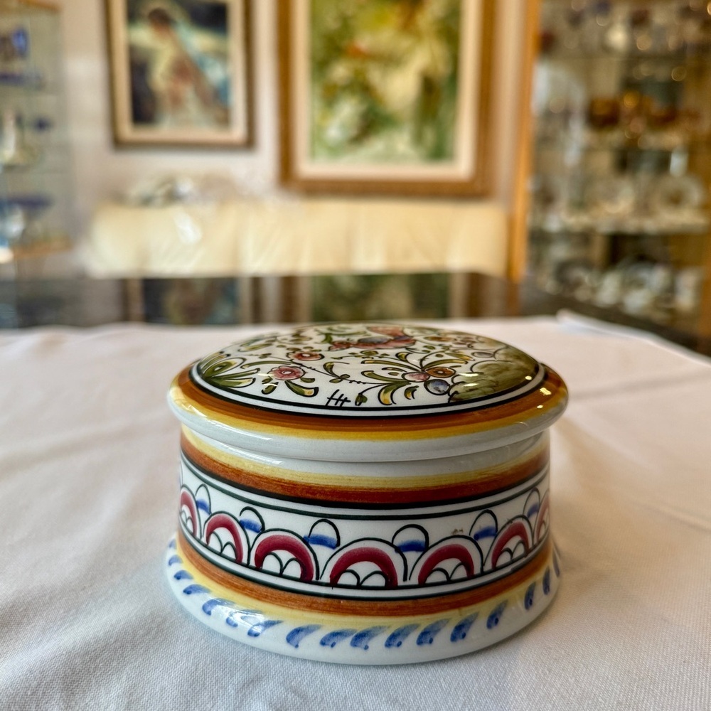 Coimbra Handpainted Ceramic Bird Trinket Jewelry Box